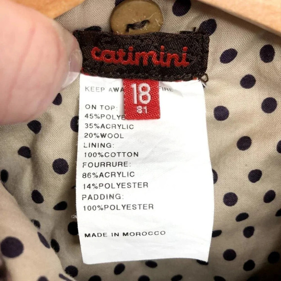 Catimini coat wool blend brown and pink size 18 months - Picture 3 of 9